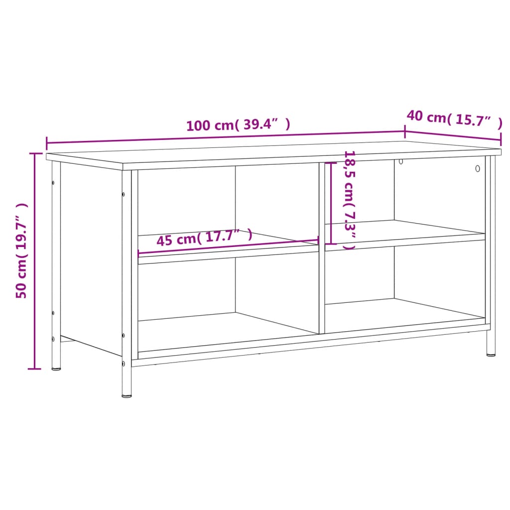 TV Cabinet Smoked Oak 100x40x50 cm Engineered Wood