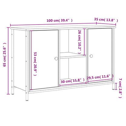 TV Cabinet Smoked Oak 100x35x65 cm Engineered Wood