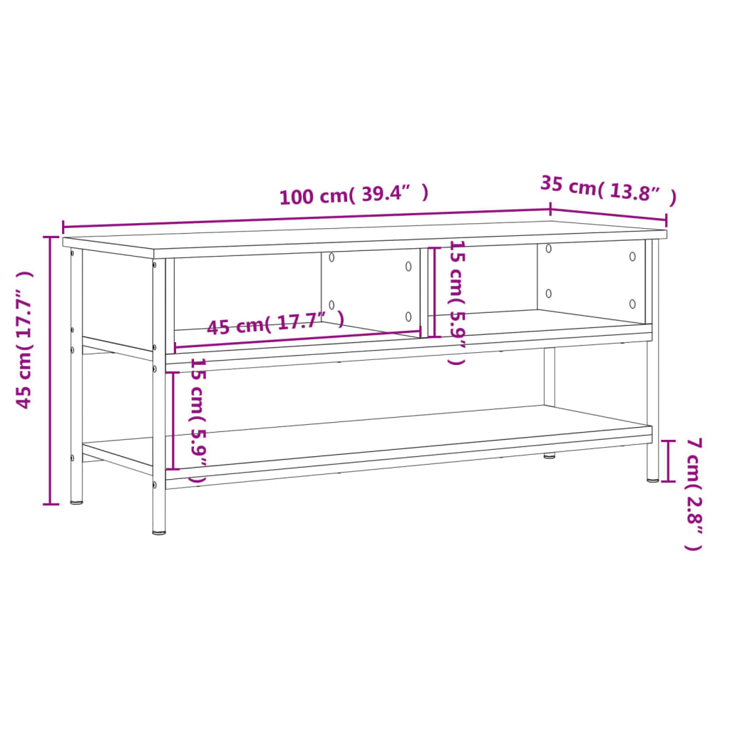 TV Cabinet Black 100x35x45 cm Engineered Wood