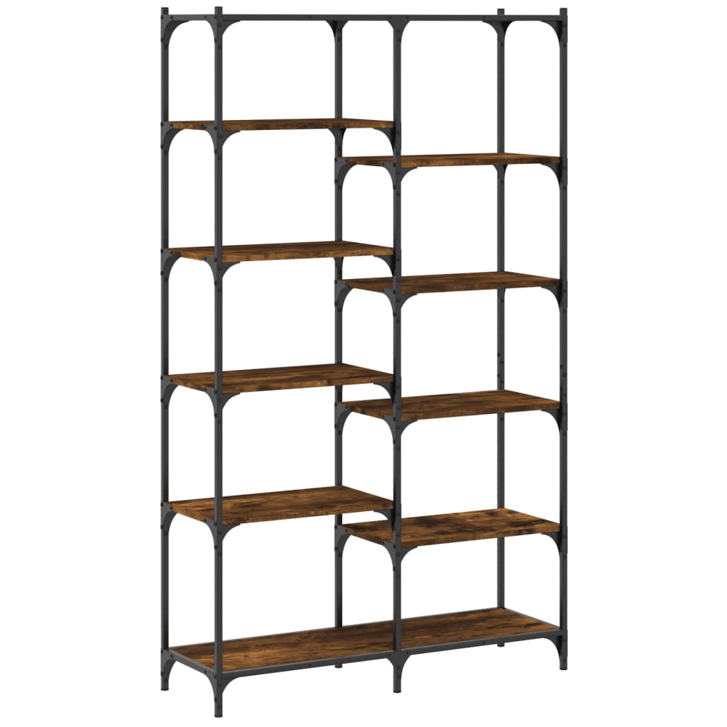 Bookshelf Smoked Oak 100x32x170 cm Engineered Wood and Iron