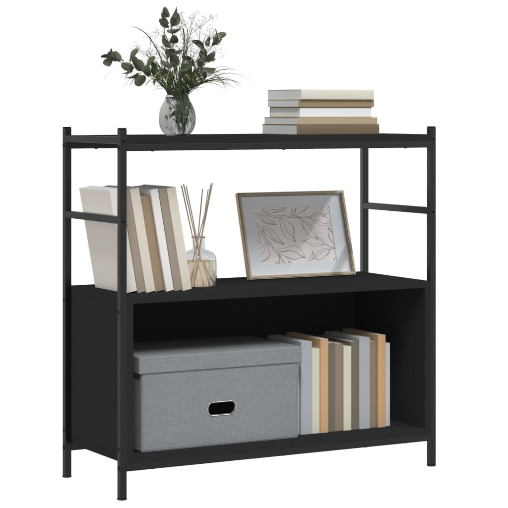 Bookshelf Black 80x30x78.5 cm Engineered Wood and Iron