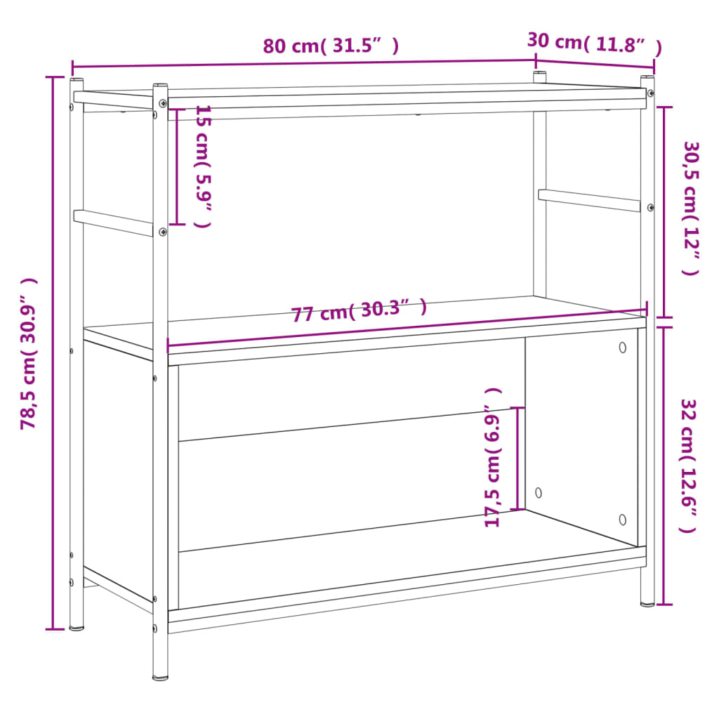 Bookshelf Black 80x30x78.5 cm Engineered Wood and Iron