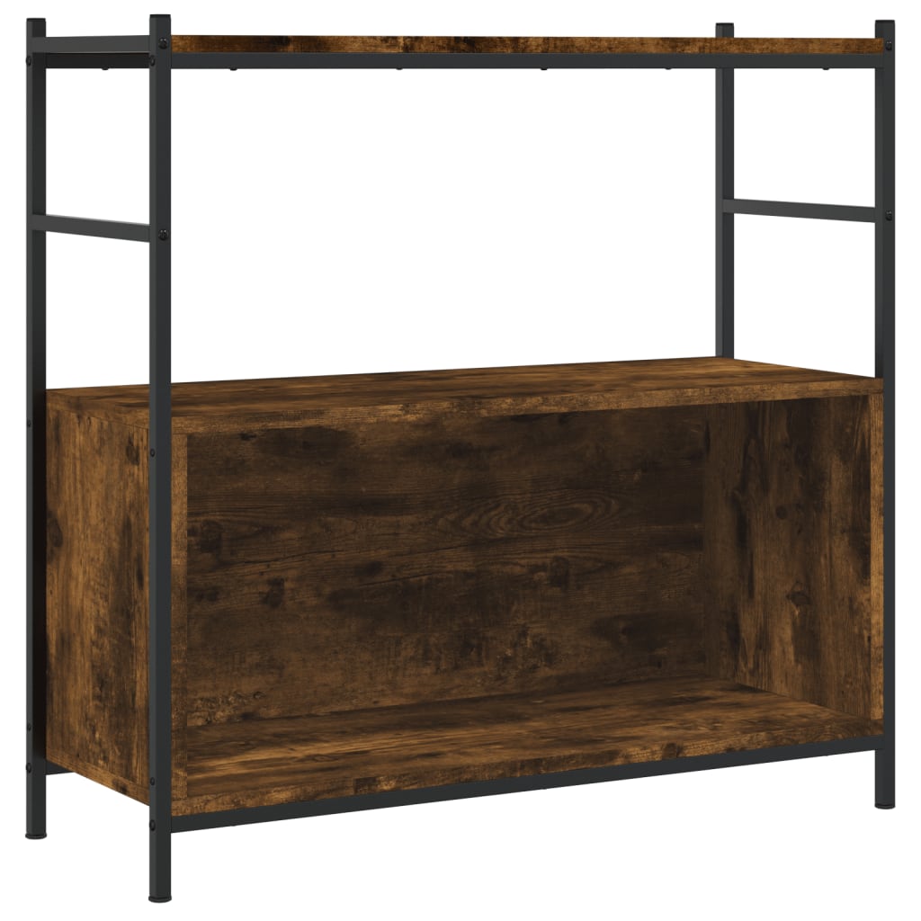 Bookshelf Smoked Oak 80x30x78.5 cm Engineered Wood and Iron