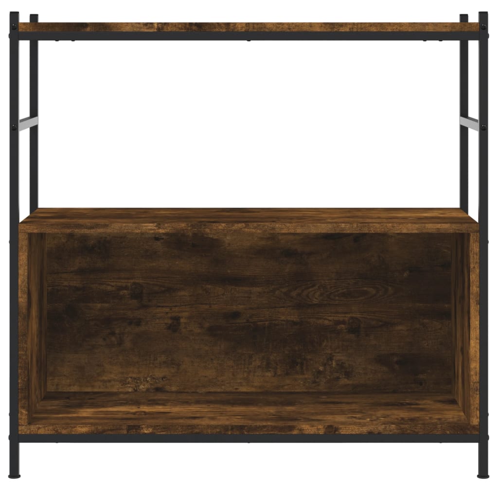 Bookshelf Smoked Oak 80x30x78.5 cm Engineered Wood and Iron