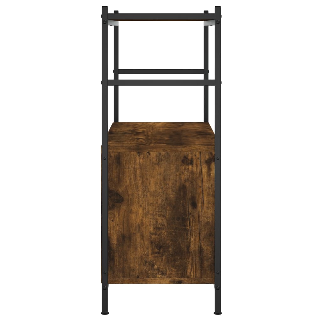 Bookshelf Smoked Oak 80x30x78.5 cm Engineered Wood and Iron