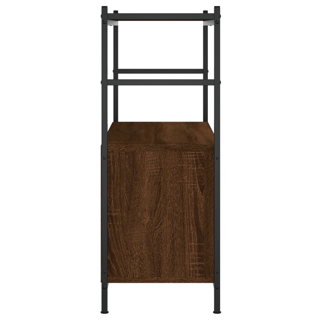 Bookshelf Brown Oak 80x30x78.5 cm Engineered Wood and Iron