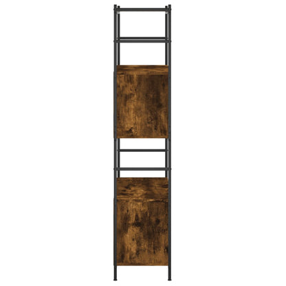 Bookshelf Smoked Oak 80x30x145.5 cm Engineered Wood and Iron