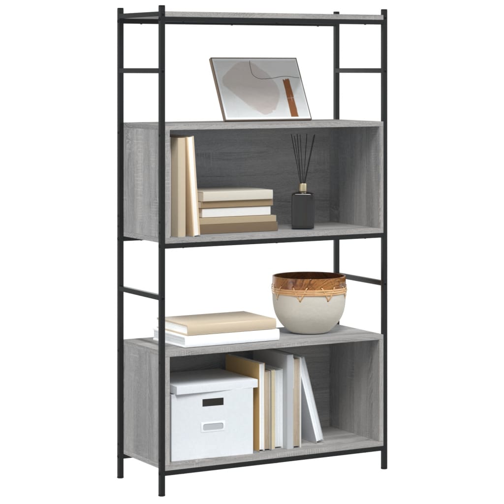 Bookshelf Grey Sonoma 80x30x145.5 cm Engineered Wood and Iron