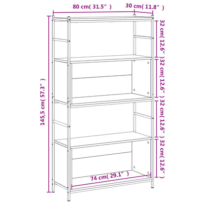 Bookshelf Grey Sonoma 80x30x145.5 cm Engineered Wood and Iron