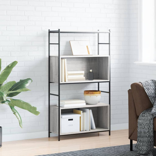 Bookshelf Grey Sonoma 80x30x145.5 cm Engineered Wood and Iron