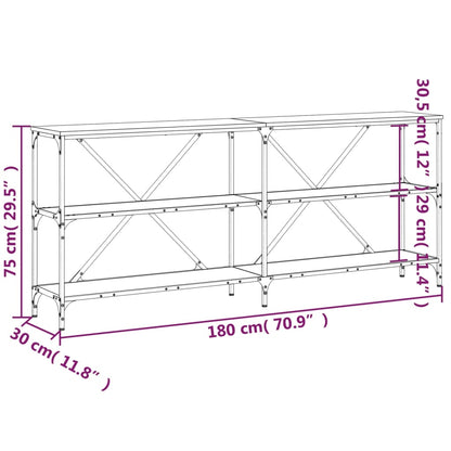 Console Table Grey Sonoma 180x30x75 cm Engineered Wood and Iron