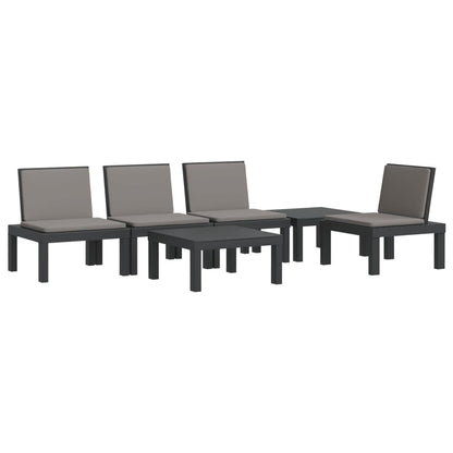 6 Piece Garden Lounge Set with Cushions Anthracite PP