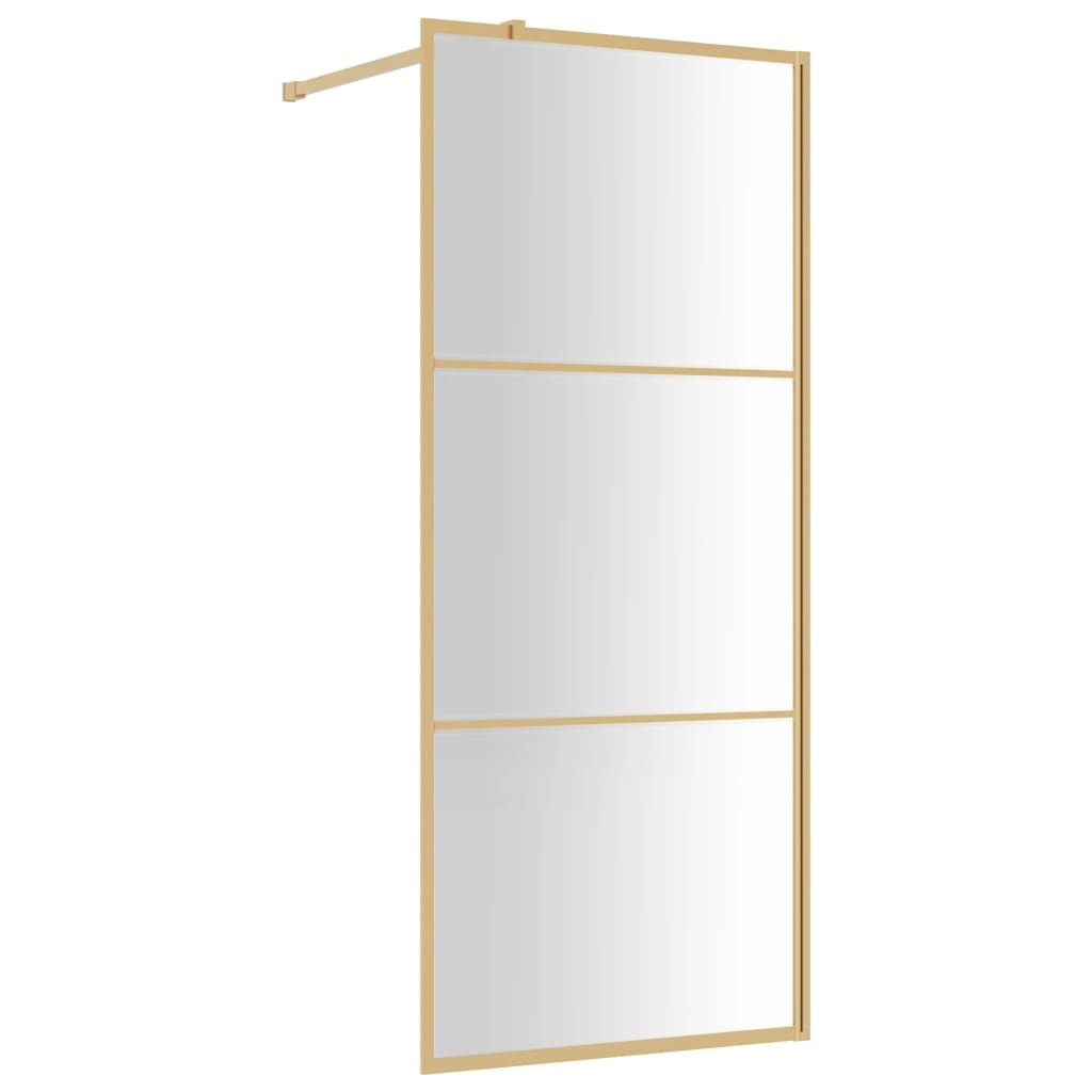 Walk-in Shower Wall with Clear ESG Glass Gold 80x195 cm