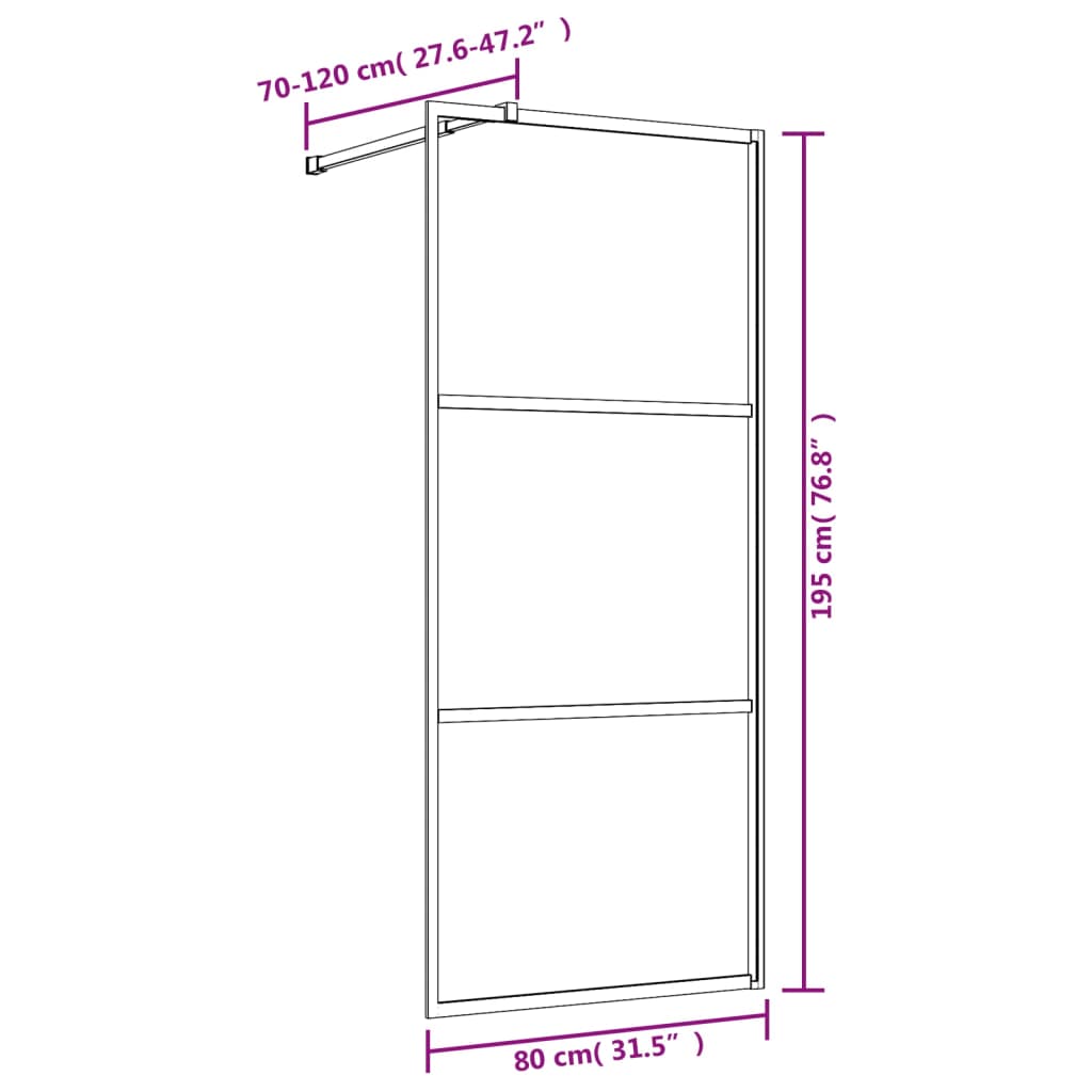 Walk-in Shower Wall with Clear ESG Glass Gold 80x195 cm