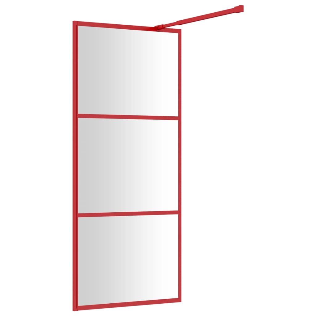 Walk-in Shower Wall with Clear ESG Glass Red 90x195 cm