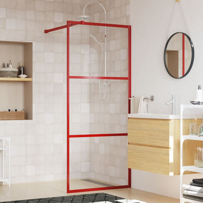 Walk-in Shower Wall with Clear ESG Glass Red 90x195 cm