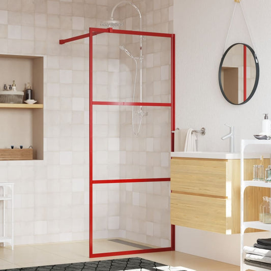 Walk-in Shower Wall with Clear ESG Glass Red 90x195 cm