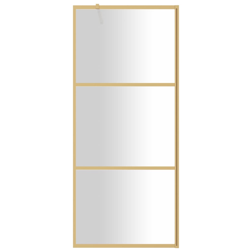 Walk-in Shower Wall with Clear ESG Glass Gold 90x195 cm