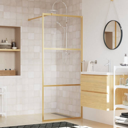 Walk-in Shower Wall with Clear ESG Glass Gold 90x195 cm