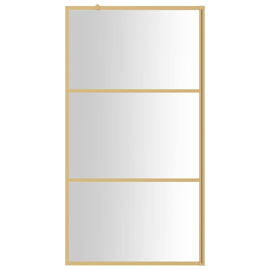 Walk-in Shower Wall with Clear ESG Glass Gold 100x195 cm