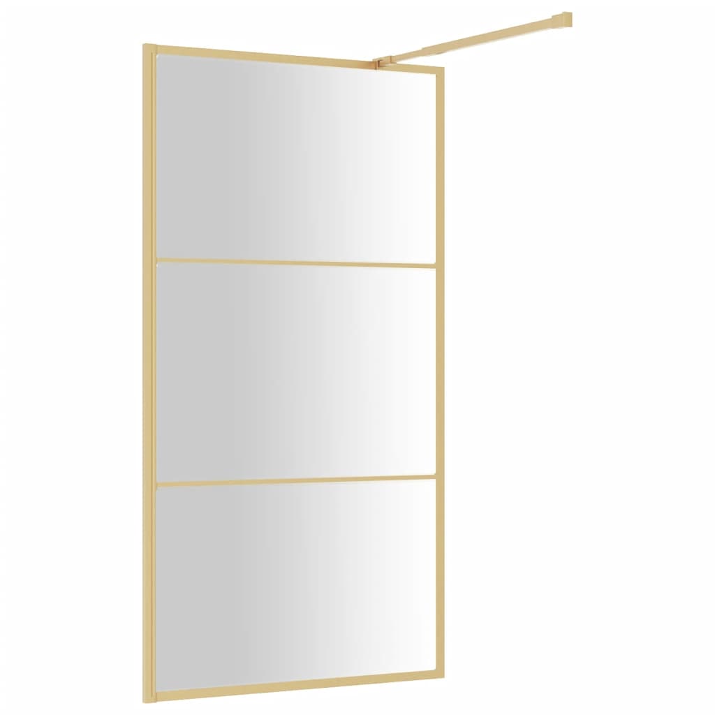 Walk-in Shower Wall with Clear ESG Glass Gold 100x195 cm