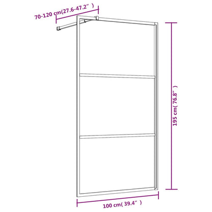 Walk-in Shower Wall with Clear ESG Glass Gold 100x195 cm