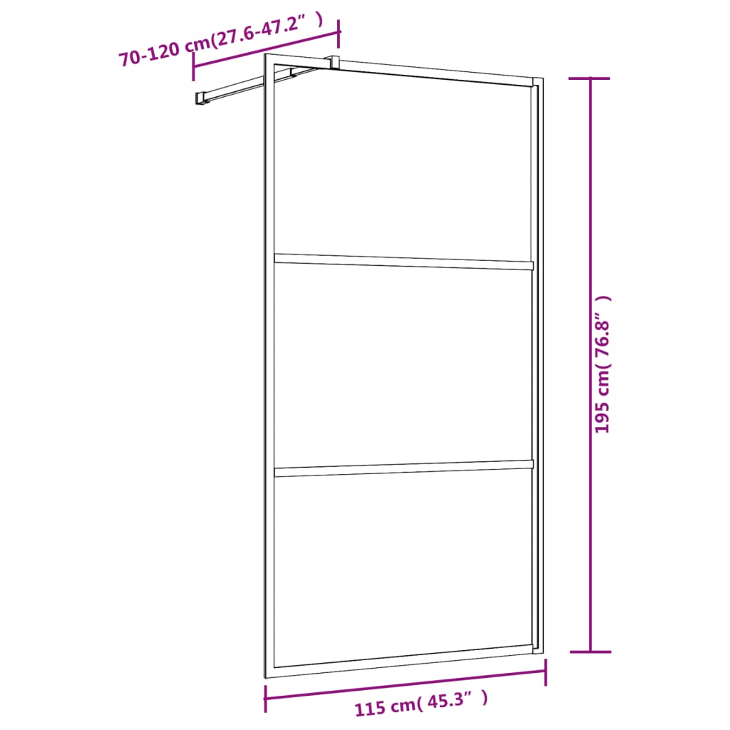 Walk-in Shower Wall with Clear ESG Glass Gold 115x195 cm