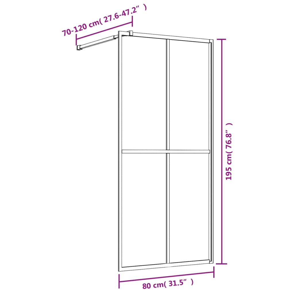 Walk-in Shower Wall with Clear ESG Glass Red 80x195 cm