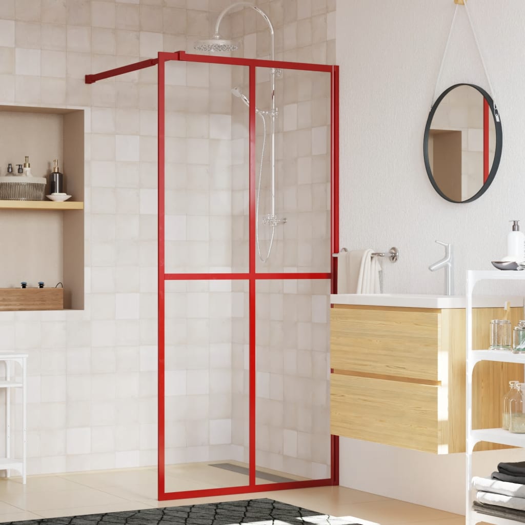 Walk-in Shower Wall with Clear ESG Glass Red 80x195 cm