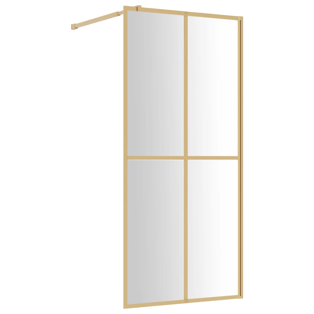 Walk-in Shower Wall with Clear ESG Glass Gold 90x195 cm