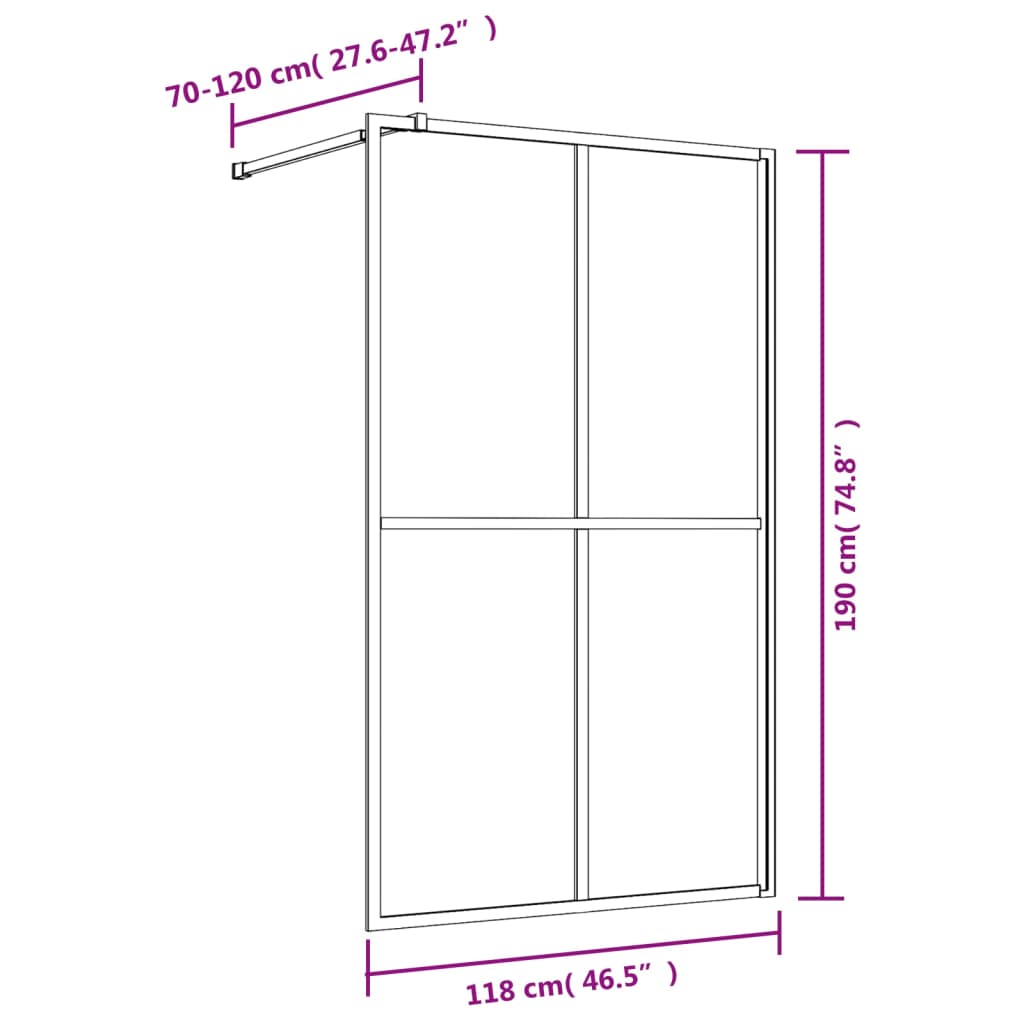 Walk-in Shower Wall with Clear ESG Glass Gold 118x195 cm