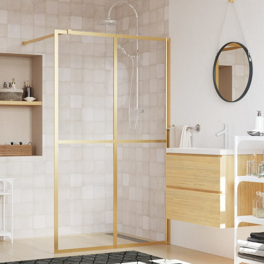 Walk-in Shower Wall with Clear ESG Glass Gold 118x195 cm