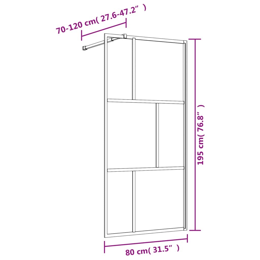 Walk-in Shower Wall with Clear ESG Glass Gold 80x195 cm