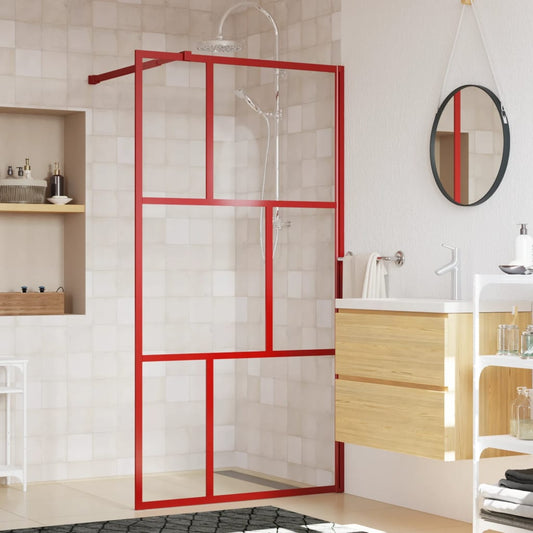 Walk-in Shower Wall with Clear ESG Glass Red 100x195 cm