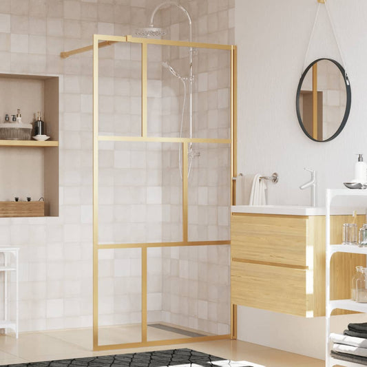 Walk-in Shower Wall with Clear ESG Glass Gold 100x195 cm