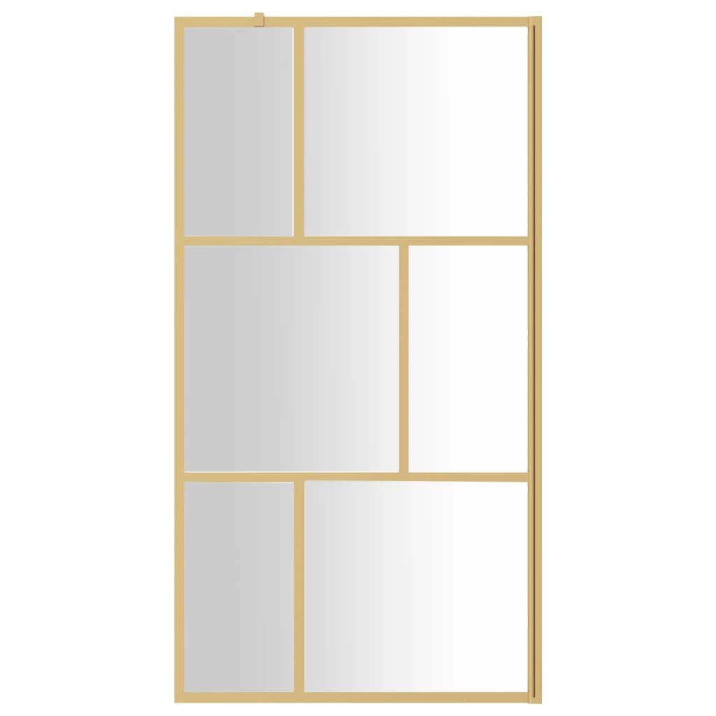 Walk-in Shower Wall with Clear ESG Glass Gold 115x195 cm