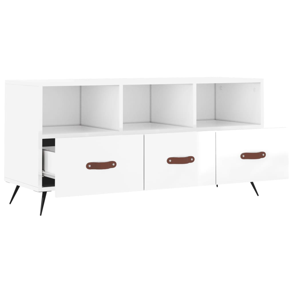 TV Cabinet High Gloss White 102x36x50 cm Engineered Wood