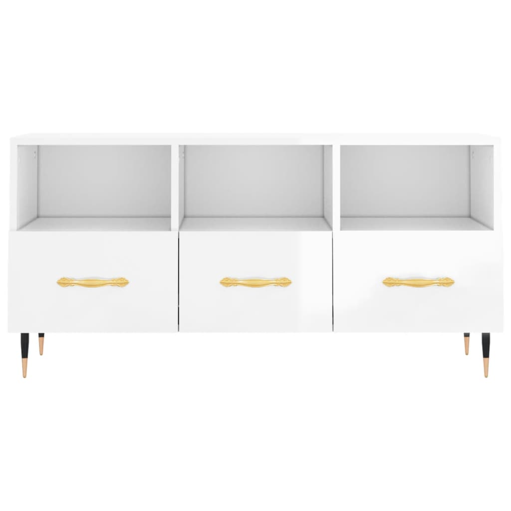 TV Cabinet High Gloss White 102x36x50 cm Engineered Wood