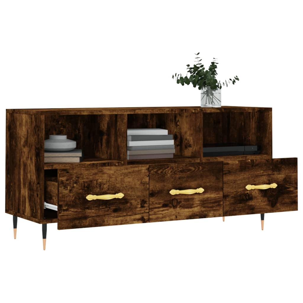 TV Cabinet Smoked Oak 102x36x50 cm Engineered Wood