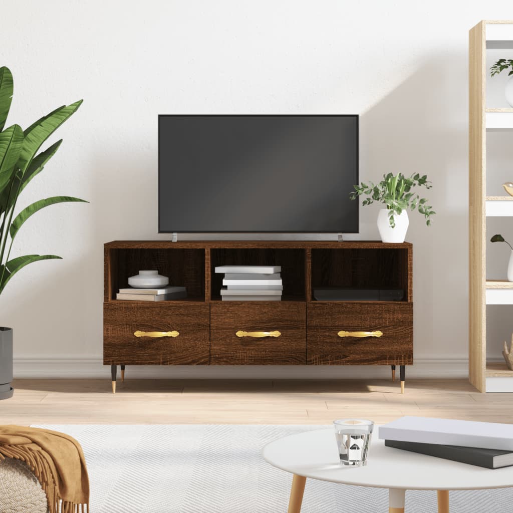 TV Cabinet Brown Oak 102x36x50 cm Engineered Wood