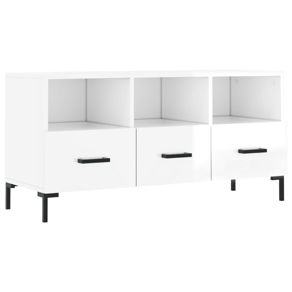 TV Cabinet High Gloss White 102x36x50 cm Engineered Wood