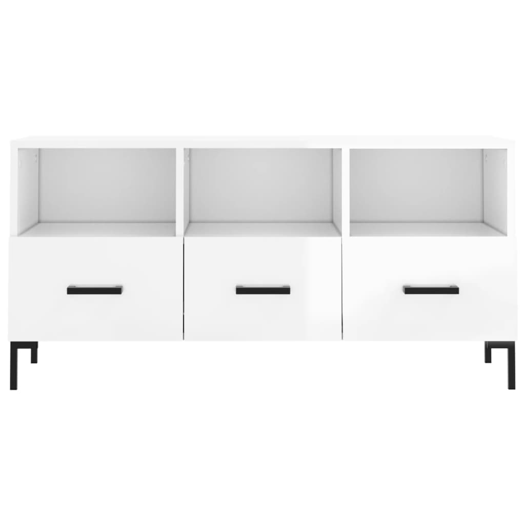 TV Cabinet High Gloss White 102x36x50 cm Engineered Wood