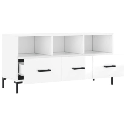 TV Cabinet High Gloss White 102x36x50 cm Engineered Wood