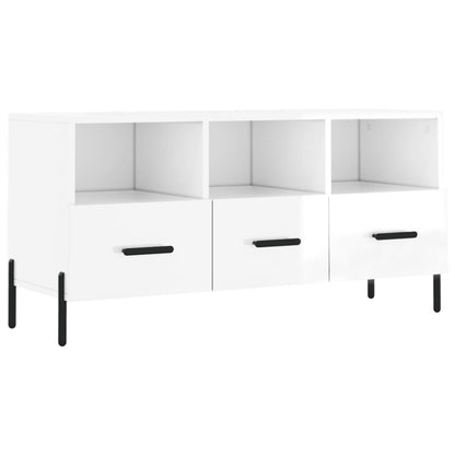 TV Cabinet High Gloss White 102x36x50 cm Engineered Wood