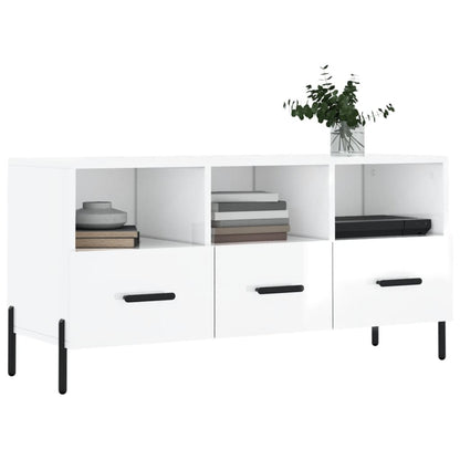 TV Cabinet High Gloss White 102x36x50 cm Engineered Wood