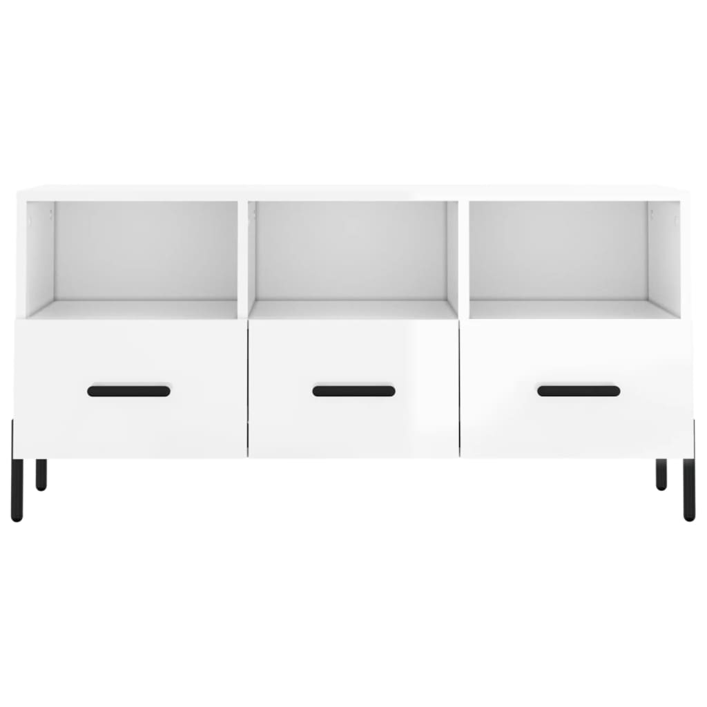 TV Cabinet High Gloss White 102x36x50 cm Engineered Wood