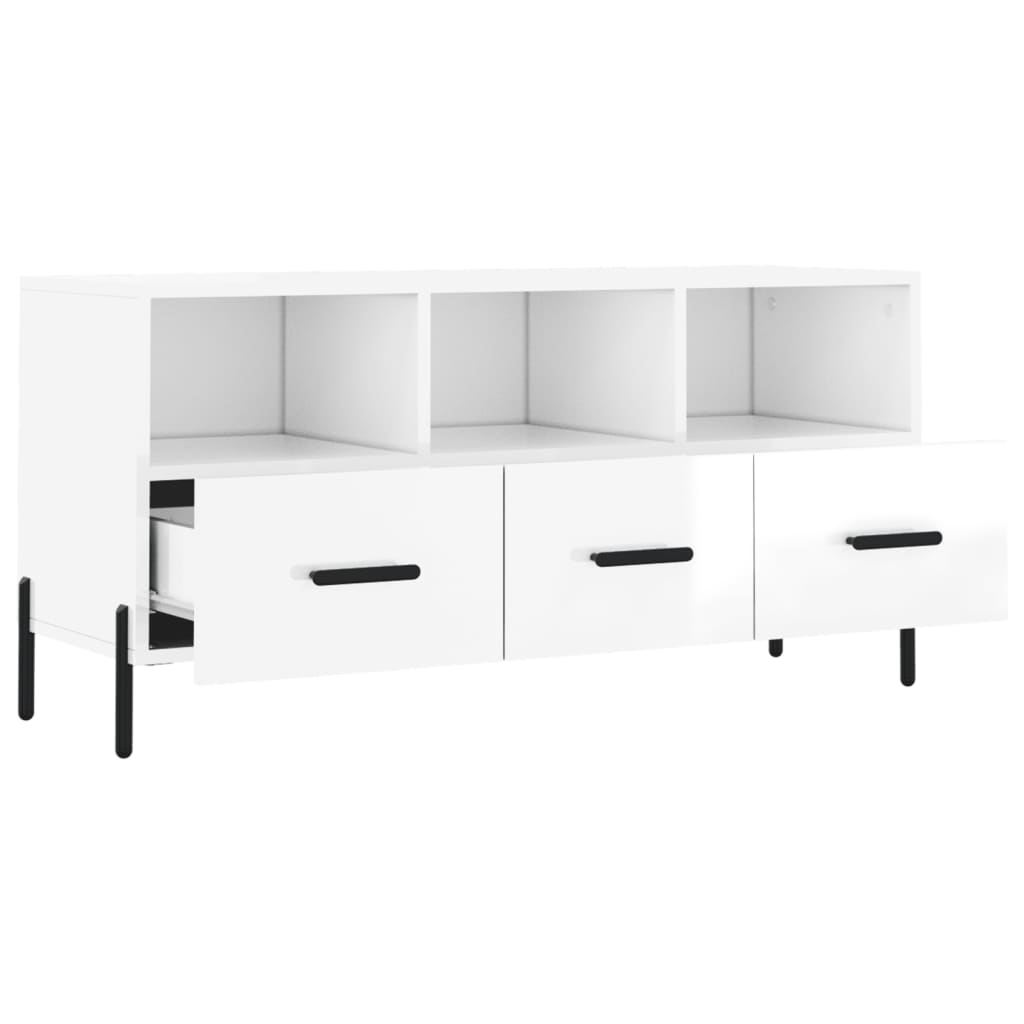 TV Cabinet High Gloss White 102x36x50 cm Engineered Wood