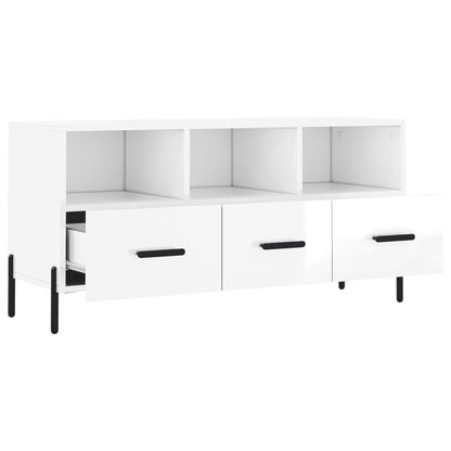 TV Cabinet High Gloss White 102x36x50 cm Engineered Wood