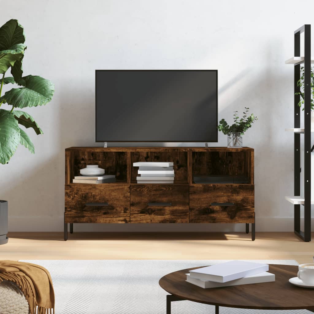 TV Cabinet Smoked Oak 102x36x50 cm Engineered Wood