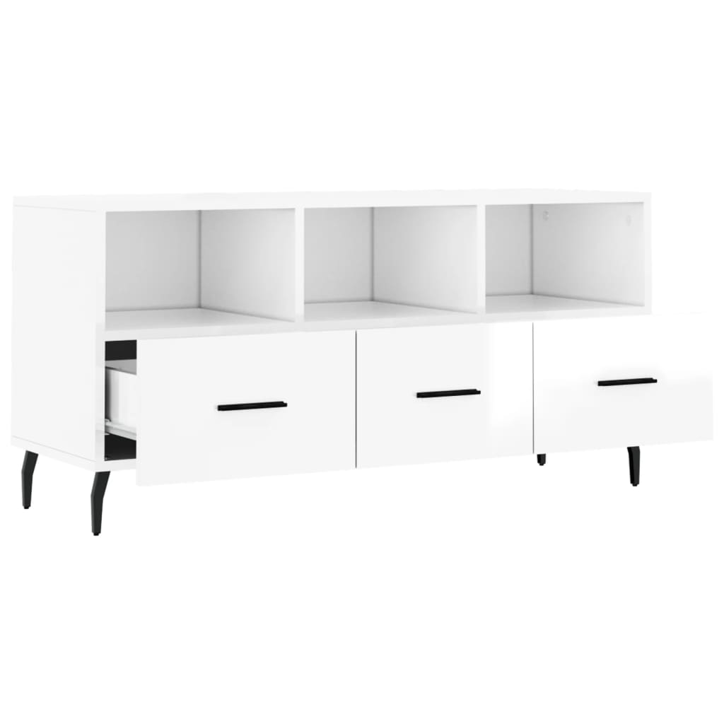 TV Cabinet High Gloss White 102x36x50 cm Engineered Wood